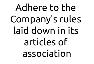 Responsibilities of directors : Adhere to the Company's rules laid down in its articles of association.
